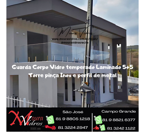 Guarda corpo torre inox vidro blindex laminado 5+5
